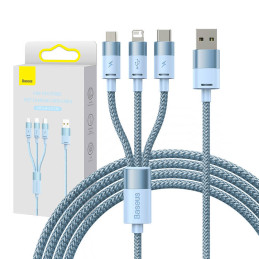 3in1 USB cable Baseus StarSpeed Series, USB-C + Micro + Lightning 3,5A, 1.2m (Blue)