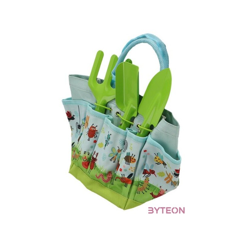 Rovar mintás gyerek kerti szerszámos táska, kerti szerszámokkal