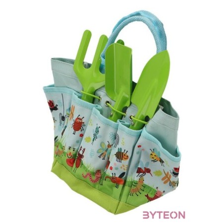 Rovar mintás gyerek kerti szerszámos táska, kerti szerszámokkal