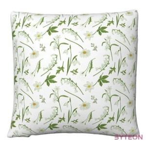 UV álló, vízlepergető fehér virágos kültéri párna, 49 x 49 cm