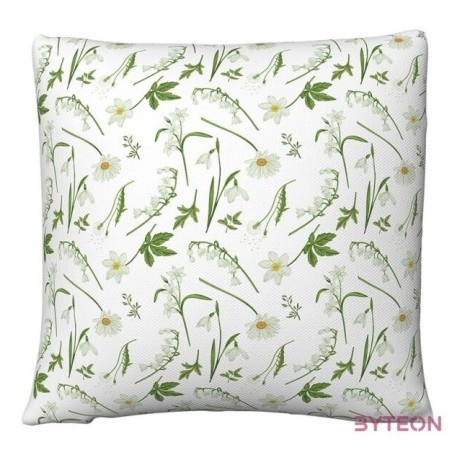 UV álló, vízlepergető fehér virágos kültéri párna, 49 x 49 cm