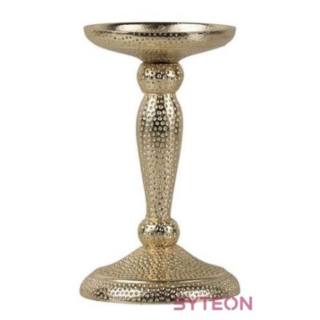 Nyomott mintás fém gyertyatartó, pezsgőarany színű, 17 cm