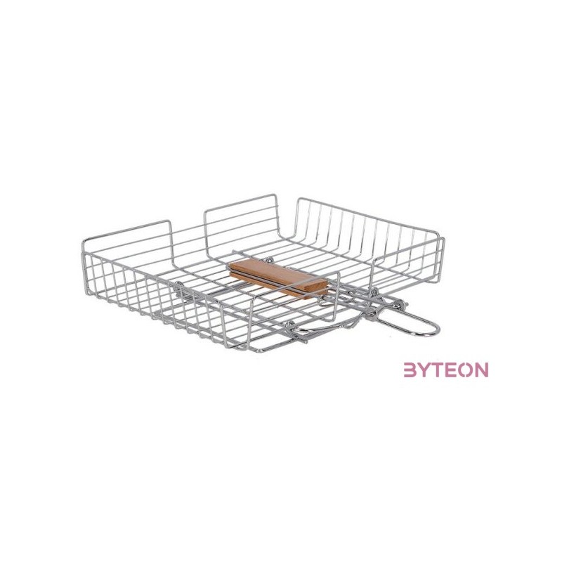 Grill kosár, összecsukható állvánnyal, 31,5 x 53 cm