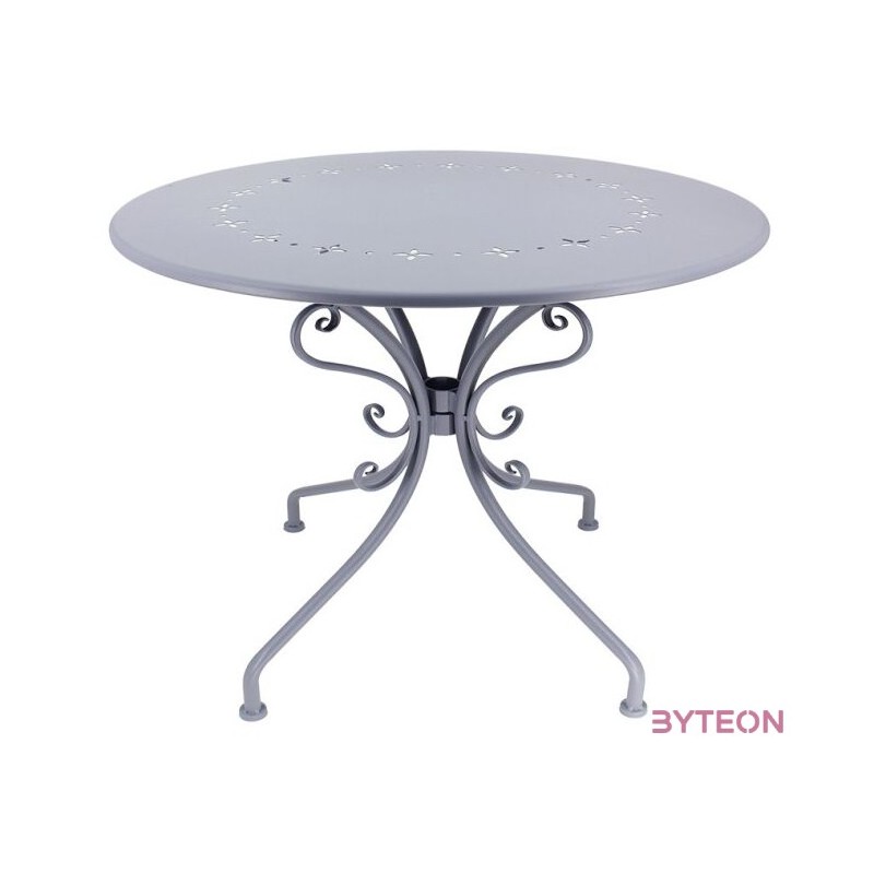 Francia stílusú, kovácsoltvas kerti asztal, 70 cm átmérőjű