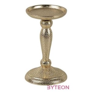 Nyomott mintás fém gyertyatartó, pezsgőarany színű, 17 cm