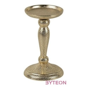 Nyomott mintás fém gyertyatartó, pezsgőarany színű, 17 cm