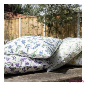 UV álló, vízlepergető fehér virágos kültéri párna, 49 x 49 cm