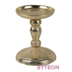 Nyomott mintás fém gyertyatartó, pezsgőarany színű, 12 cm