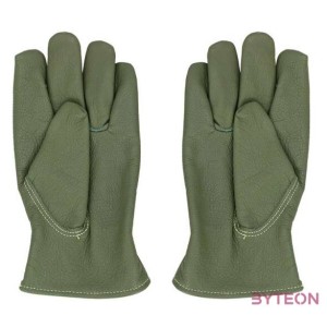 Kertész kesztyű, marhabőr, zöld, 13 x 24 cm