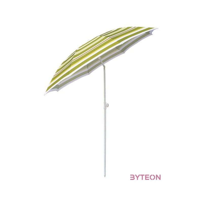 Állítható magasságú napernyő, zöld csíkos, 180 cm átmérőjű