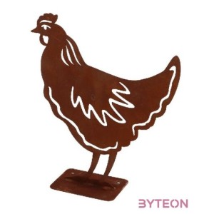 Rusztikus lézervágott csirke sziluett, kültéri és beltéri dekorációs kiegészítő, 25 x 29 cm