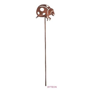 Rusztikus lézervágott leszúrható katicabogár sziluett, kültéri és beltéri dekorációs kiegészítő, 37 cm