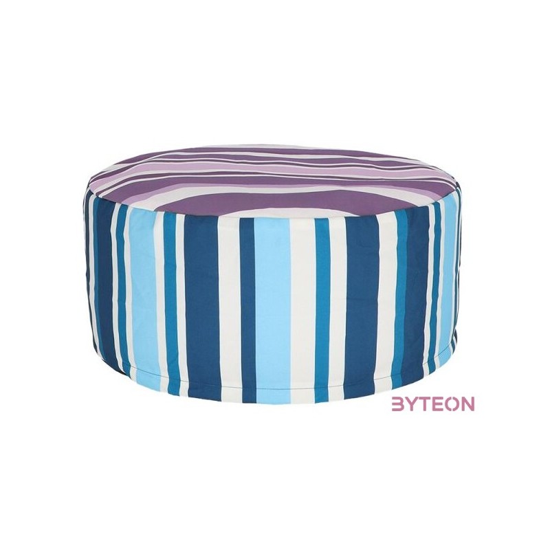 UV álló, vízlepergető kültéri puff, kék és lila csíkos, 54 cm átmérőjű