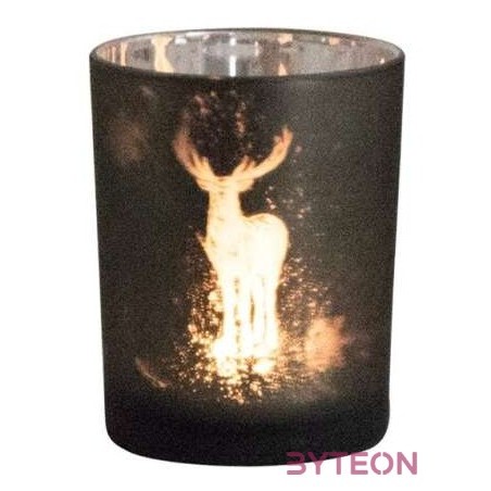 Üveg teamécses tartó, szarvas sziluettel, 12 cm