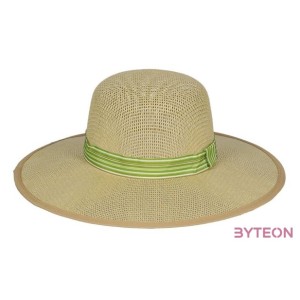 Színes szalagos szalmakalap, zöld, 39 cm átmérőjű
