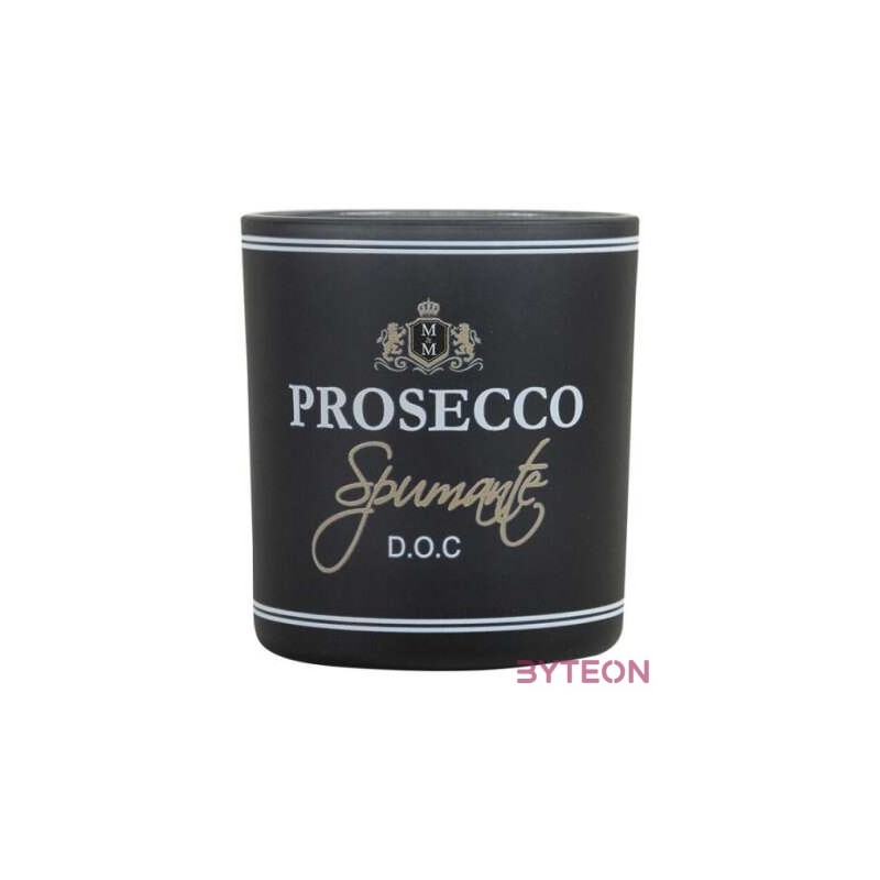 Üveg teamécses tartó, Prosecco felirattal, fekete, 8 cm