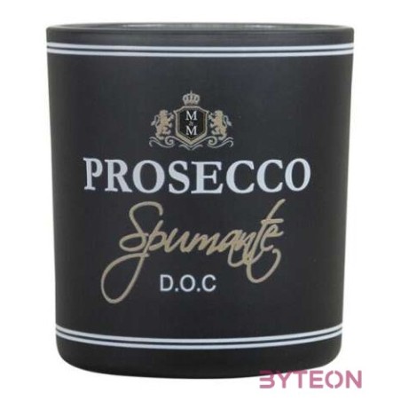 Üveg teamécses tartó, Prosecco felirattal, fekete, 8 cm