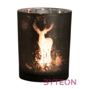 Üveg teamécses tartó, szarvas sziluettel, 12 cm