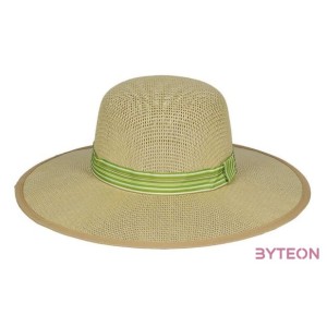 Színes szalagos szalmakalap, zöld, 39 cm átmérőjű