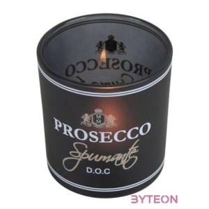 Üveg teamécses tartó, Prosecco felirattal, fekete, 8 cm