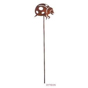 Rusztikus lézervágott leszúrható katicabogár sziluett, kültéri és beltéri dekorációs kiegészítő, 37 cm