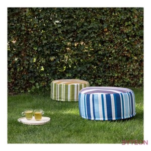 UV álló, vízlepergető kültéri puff, kék és lila csíkos, 54 cm átmérőjű