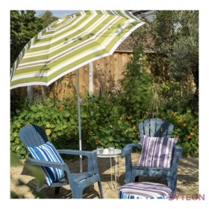Állítható magasságú napernyő, zöld csíkos, 180 cm átmérőjű