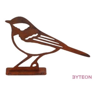 Rusztikus lézervágott széncinege sziluett, kültéri és beltéri dekorációs kiegészítő, 14 x 10 cm