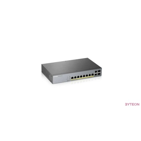 ZyXEL GS1350-12HP 8x GbE LAN PoE (130W) 2x GbE SFP smart menedzselhető CCTV PoE switch