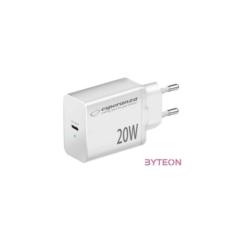 Esperanza EZC104K Quick Power Charger 20W USB-C PD White