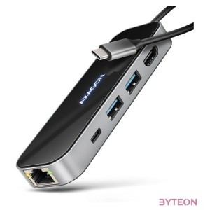 AXAGON HMC-6GLN USB-C 5Gbps Glass 6in1 hub Black