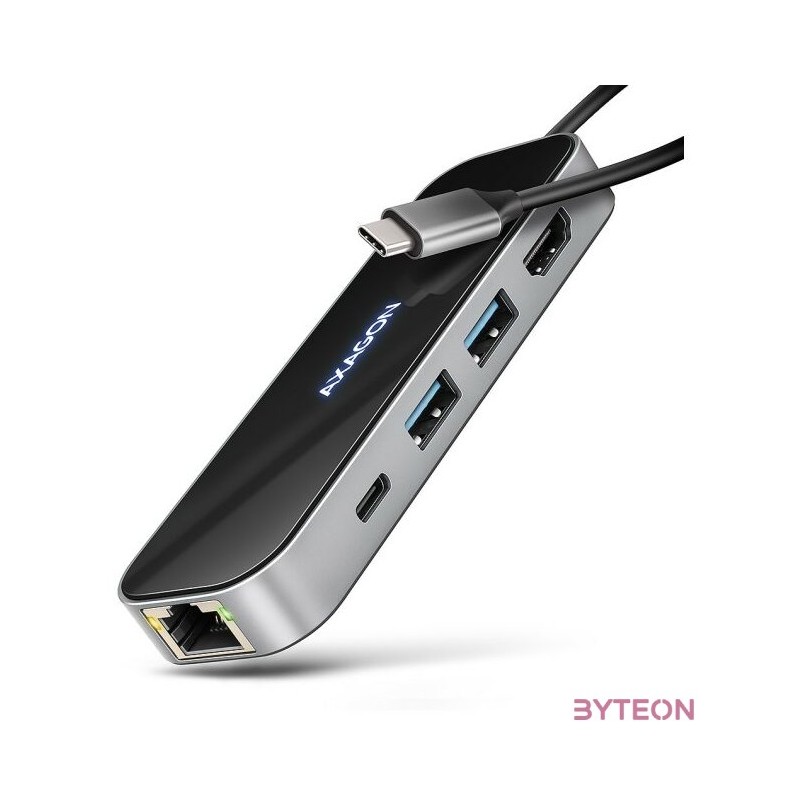 AXAGON HMC-6GLN USB-C 5Gbps Glass 6in1 hub Black