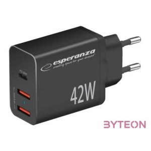 Esperanza EZC106K Quick Power Charger 42W USB-C PD 30W , 2xUSB-A 12W Black