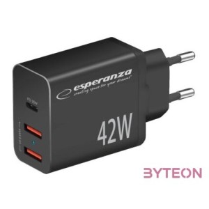 Esperanza EZC106K Quick Power Charger 42W USB-C PD 30W , 2xUSB-A 12W Black