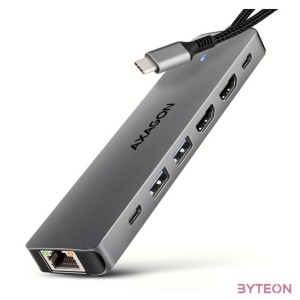 AXAGON HMC-7HX2 USB-C 5Gbps Dual 4K Display 7in1 Hub Aluminium