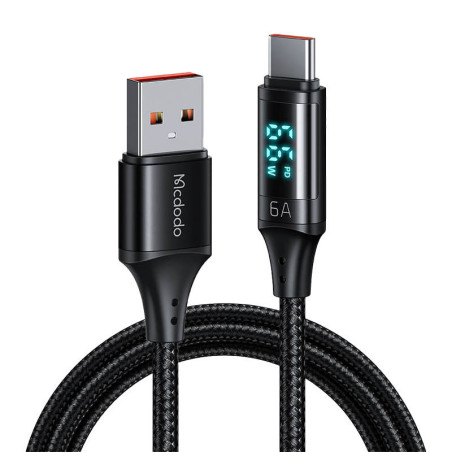 Mcdodo CA-1080 USB-A apa - USB-C apa 2.0 Adat és töltőkábel - Fekete (1.2m)