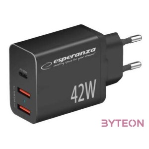 Esperanza EZC106K Quick Power Charger 42W USB-C PD 30W , 2xUSB-A 12W Black