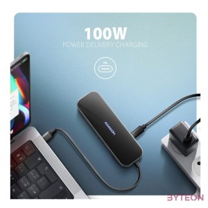 AXAGON HMC-6GLN USB-C 5Gbps Glass 6in1 hub Black