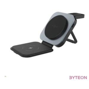 FIXED MagFlex vezeték nélküli töltő, 3 eszköz egyidejű töltése, MagSafe támogatás, szürke