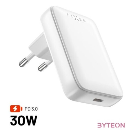 FIXED Slim USB-C úti töltő GaN PD 30W-os fehér