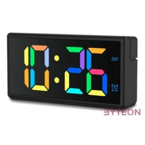 Hama Ibiza Digital Alarm Clock Multi-Colour Display with USB Charging Function Black