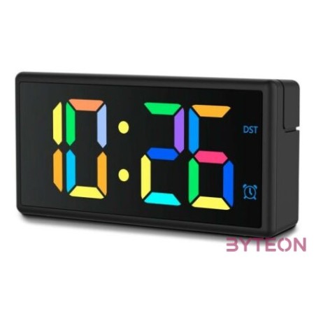 Hama Ibiza Digital Alarm Clock Multi-Colour Display with USB Charging Function Black