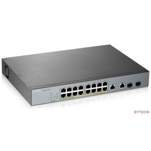 ZyXEL GS1350-18HP 16x GbE LAN PoE (250W) 2x GbE RJ45/SFP Combo port smart menedzselhető CCTV PoE switch