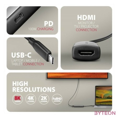 AXAGON RVC-HI8KPD USB-C  HDMI 2.1 Adapter 100W