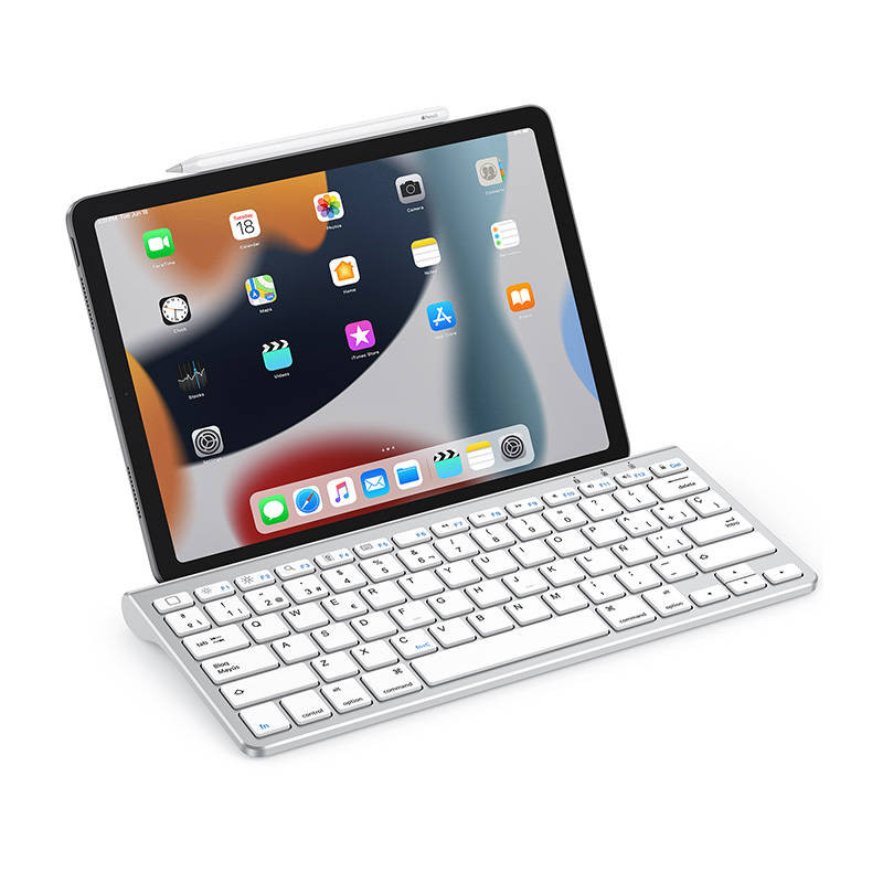 Omoton KB088 Wireless iPad keyboard with tablet holder (silver)