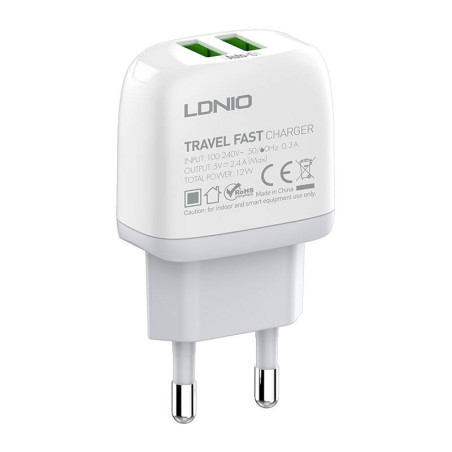 Wall charger LDNIO A2219 2USB + USB-C cable