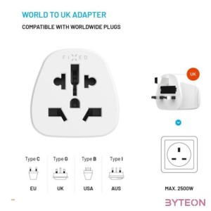FIXED UK adapter, fehér