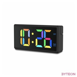 Hama Ibiza Digital Alarm Clock Multi-Colour Display with USB Charging Function Black