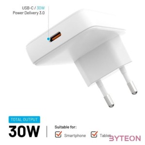FIXED Slim USB-C úti töltő GaN PD 30W-os fehér