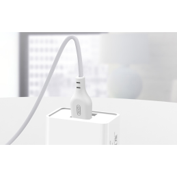 XO L65 wall charger, 2x USB + USB cable (white)